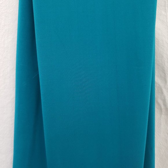 haute hippie Aquamarine Teal Plunging V Grecian Goddess Slit Maxi Gown Dress S M - Picture 13 of 16